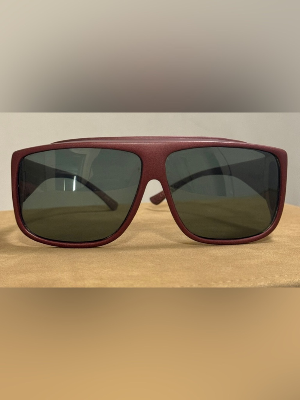 Men's Burgundy Oversized Sunglasses - Unbranded